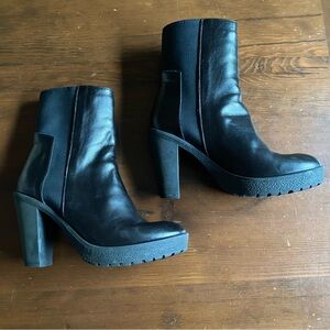 Rodebjer Women’s Designer Luxury Black Leather Chelsea Boot with Heel Size 37